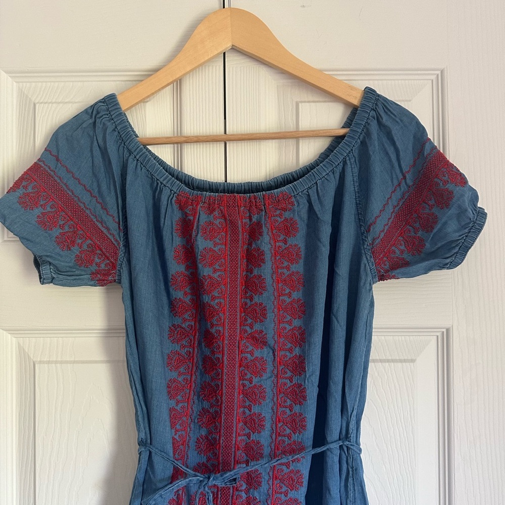 Madewell (as seen in VOGUE) Elegant Blue and Red Women's Dress - Picture 4 of 9